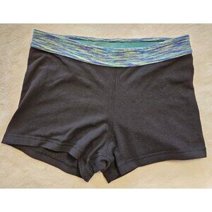 Lululemon Athletica Black/teal Band Fitted Activewear Yoga Shorts Womens Small